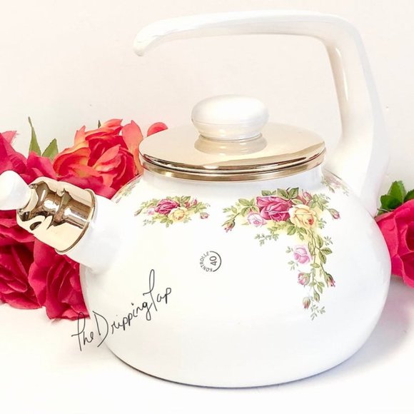 Rose teapot enamel enamel
